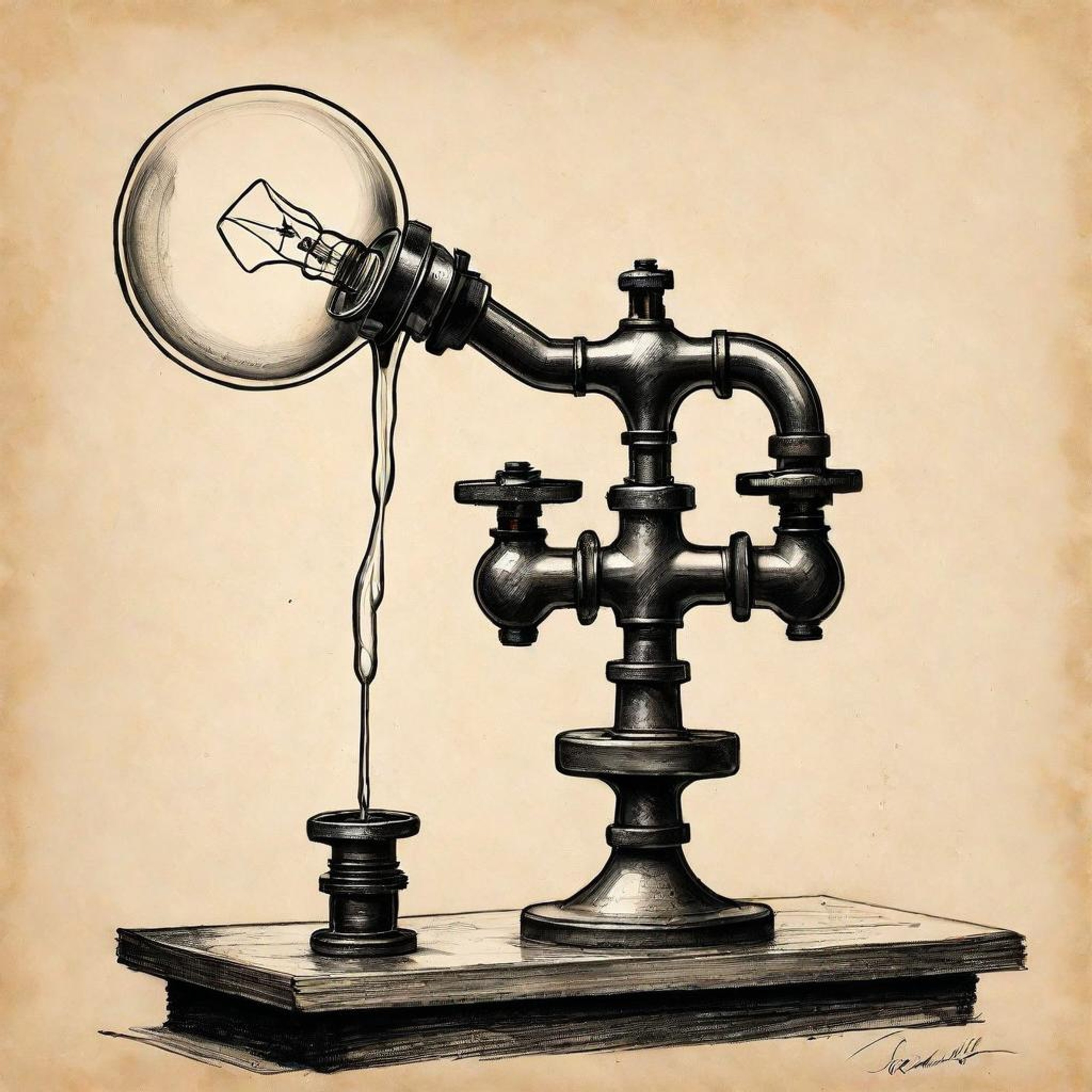 Charcoal Sketch The Dripping Water Light Bulb Figurine LimeWire