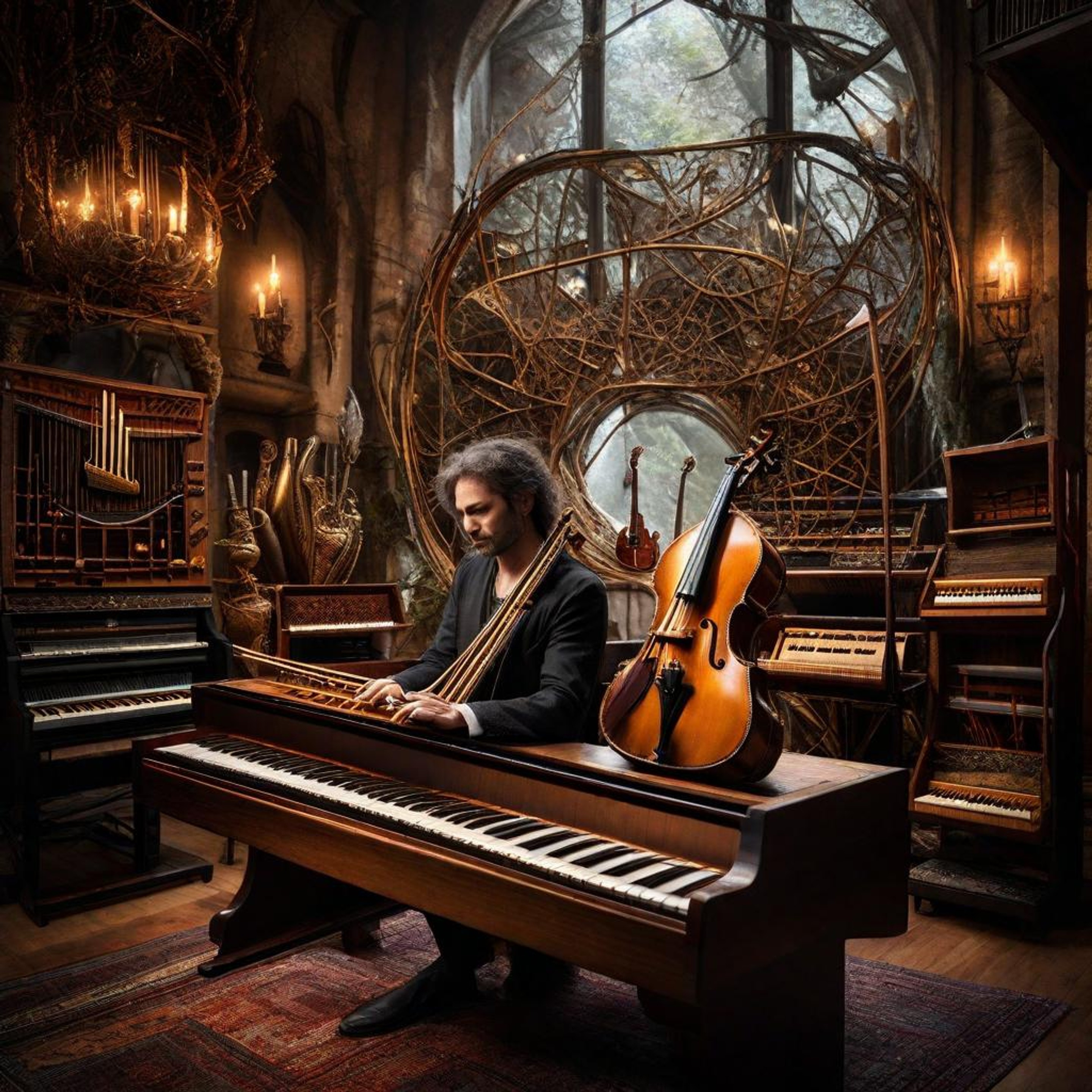 Composer of Unseen Realms Conjuring Enchanting Melodies with Mystical Instruments de LimeWire