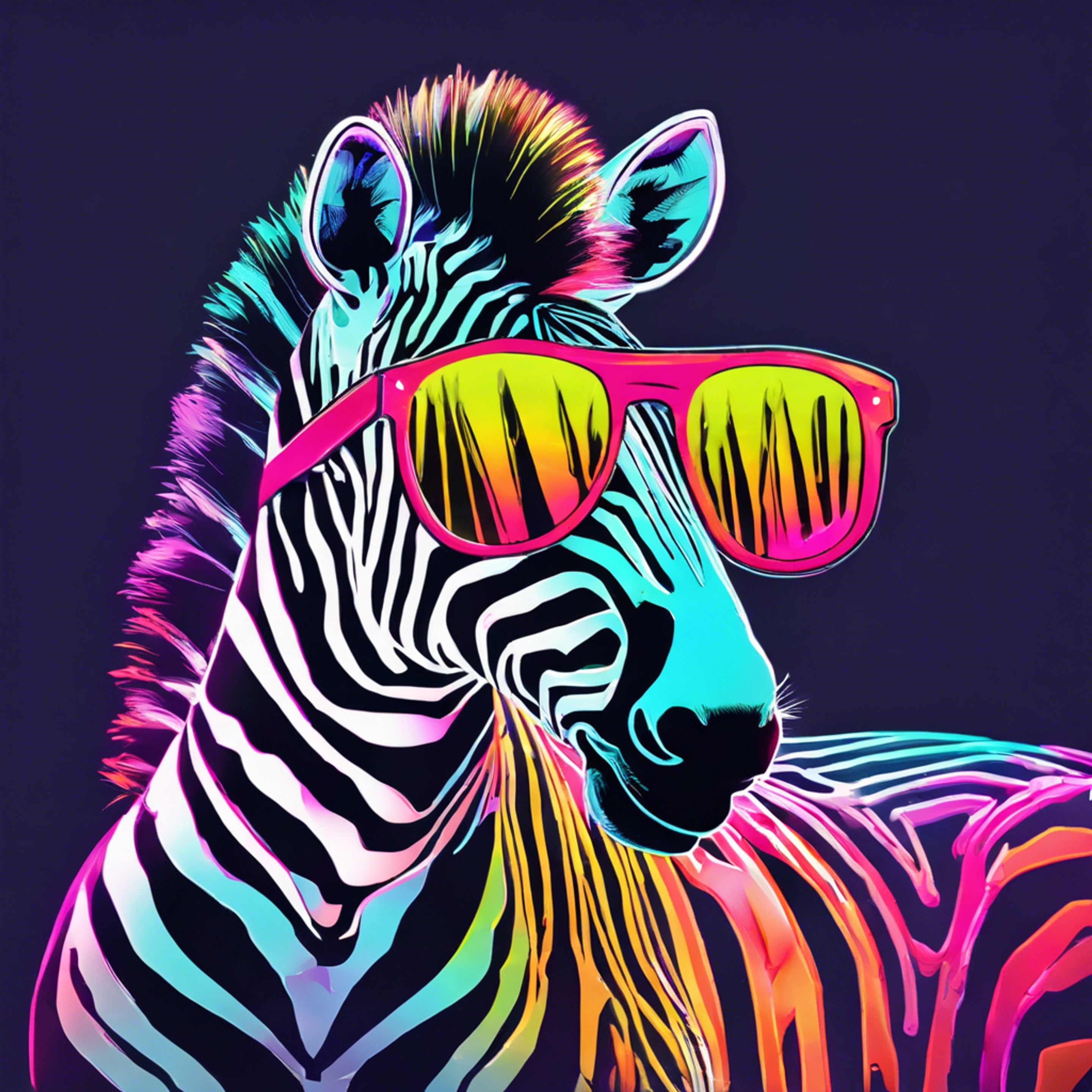 Neon Zebra Shades A Vibrant Abstract Animal Portrait LimeWire