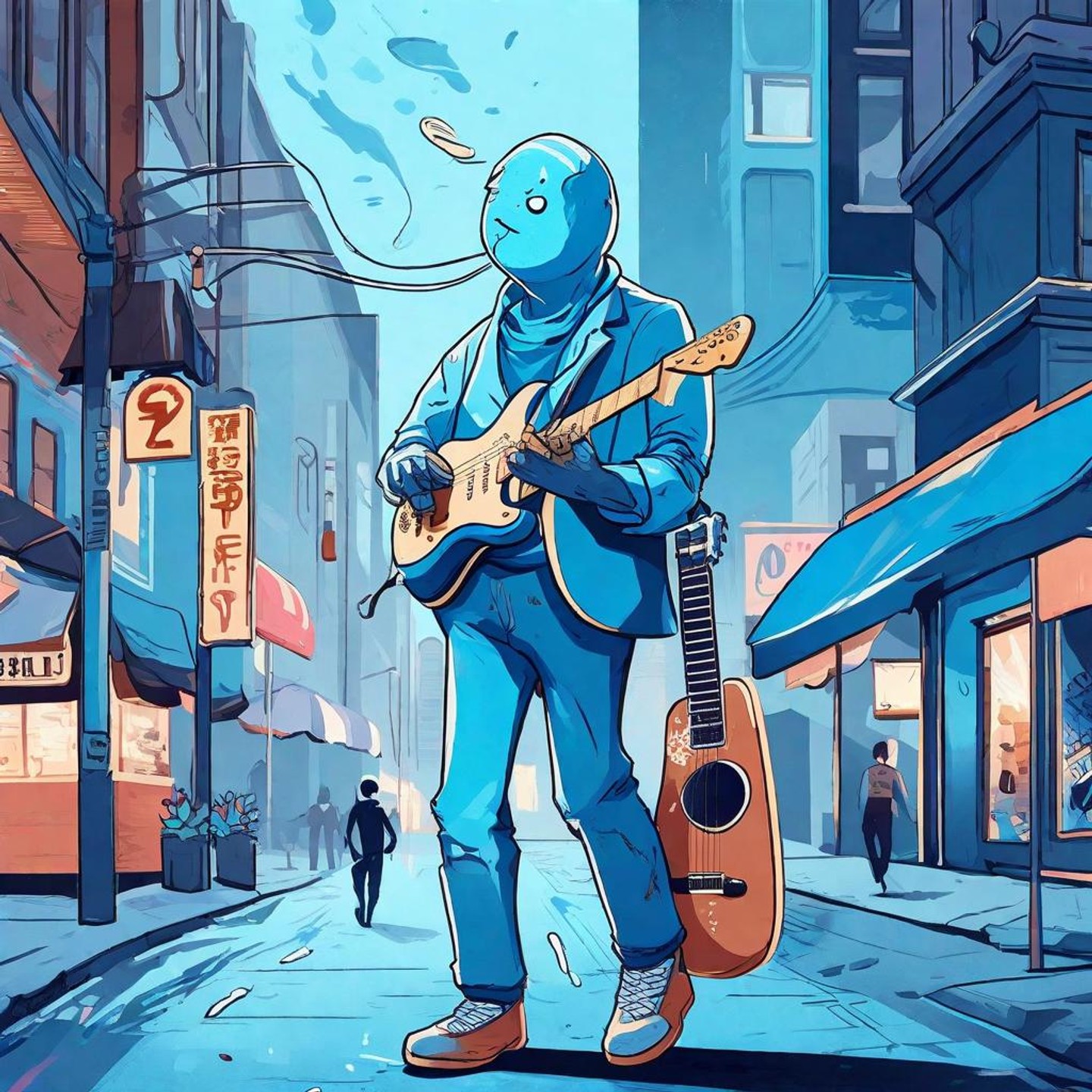 "Blue Guitarist Melting Ice Cream with Laser Eyes" LimeWire