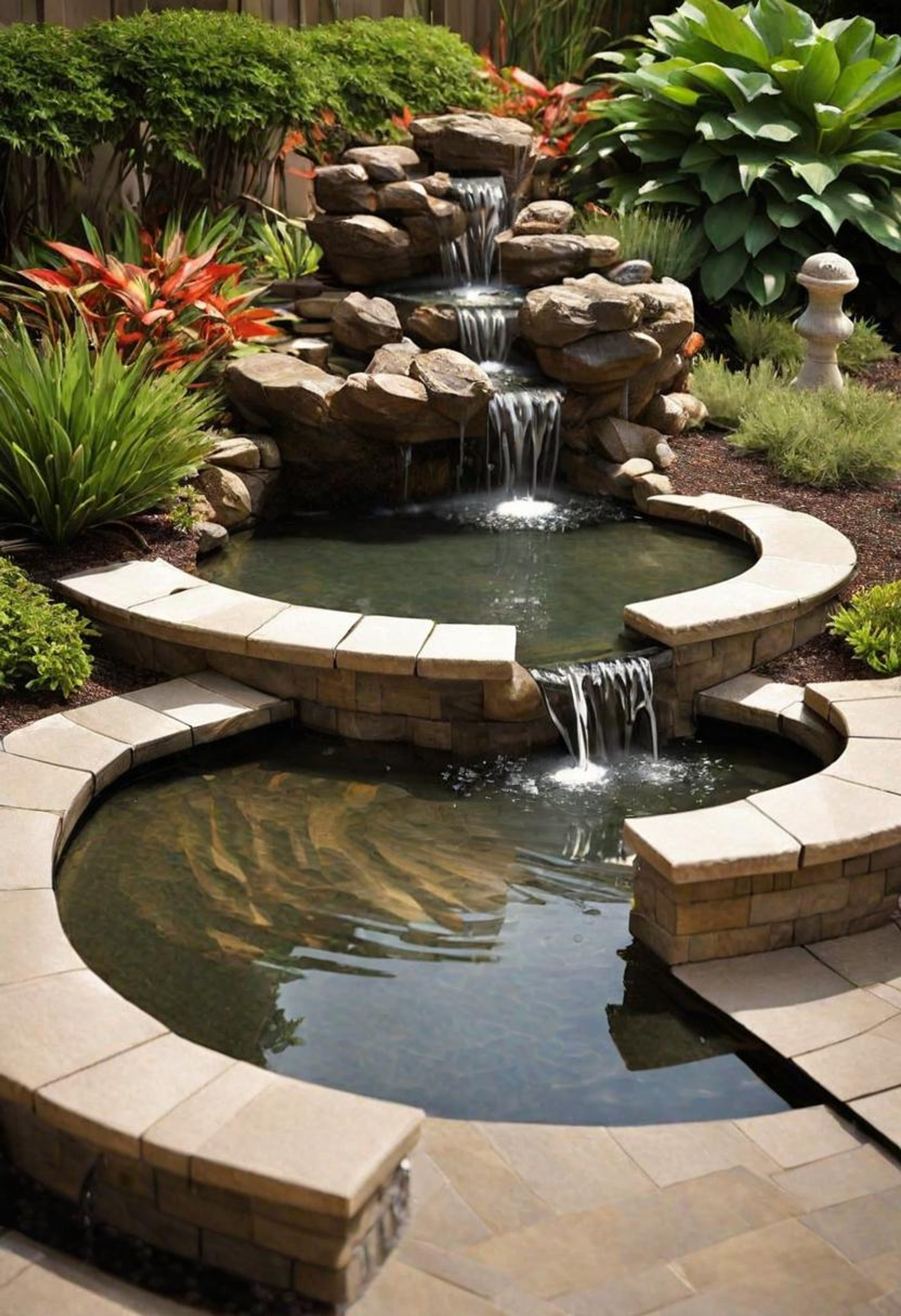 Water Feature Path Tranquil Oasis: Water Features and Tiled Pathways - LimeWire