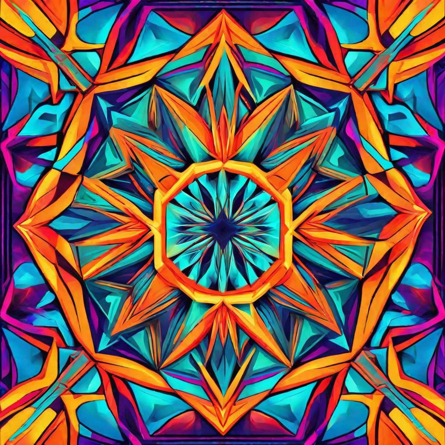 Vibrant Geometric Symmetry A Stunning Digital Art Masterpiece LimeWire