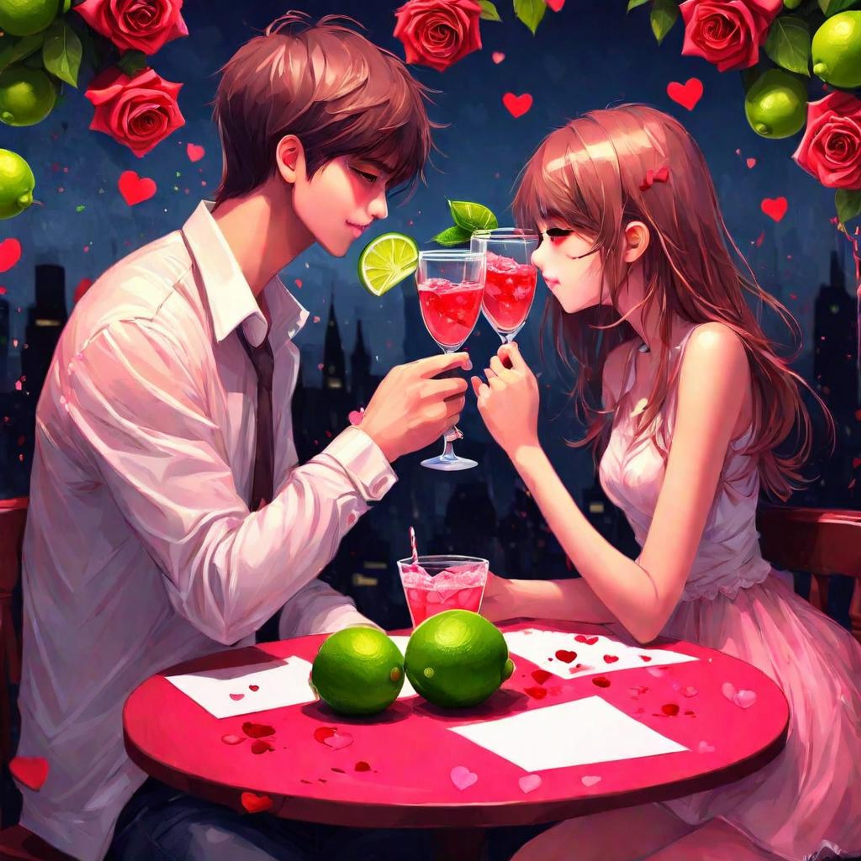 "Valentine's Day Date Boy Gives Girl Rose, Lime Love Decor" LimeWire